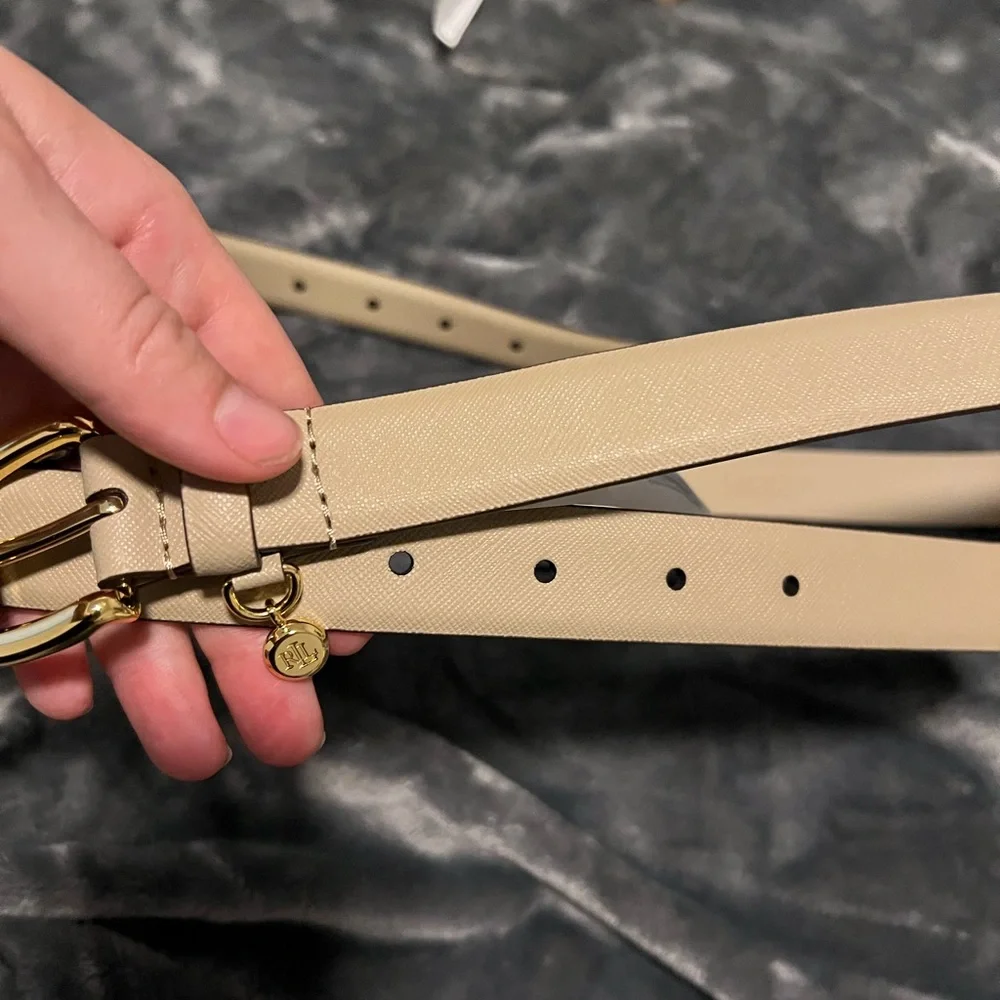 LAUREN RALPH LAUREN Crosstitch Leather Belt w/ Charm Size Medium or Large NWT